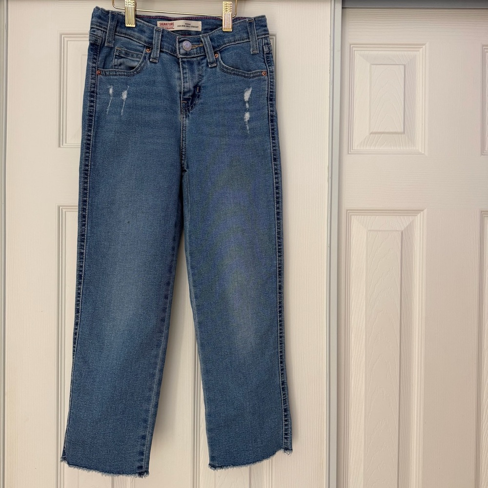 4/$25 Signature By Levi Strauss & Co Girls High-Rise Ankle Straight Jeans Size 8